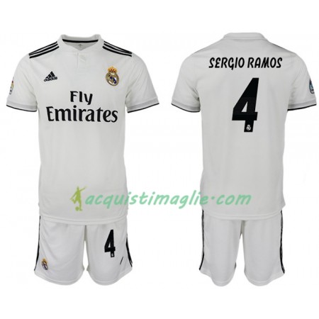 Divisa di Calcio Real Madrid SERGIO RAMOS 4 Bambino Prima 2018/2019